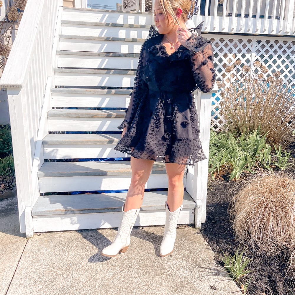 Dotted Swiss Belted Mini Dress